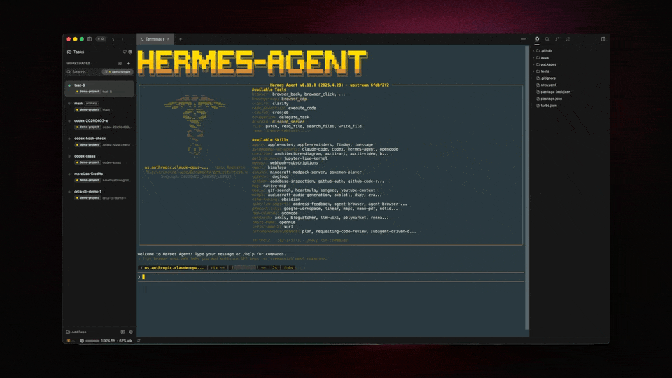 Add any CLI agent — point Orca at a binary and it shows up in the combobox