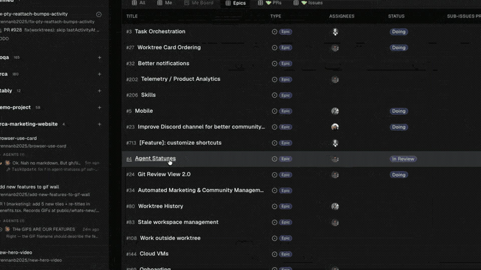 GitHub & Linear, native